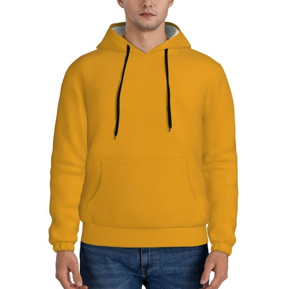 Pofeuu Goldenrod Print Mens Casual Hooded Collar Drawstring Hoodies Pullover Sweatshirts Casual Long Sleeve Shirts-Medium