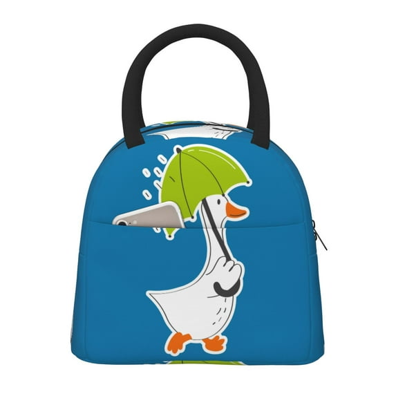 Pofeuu Goose Holding an Umbrella Print Lunch Bag for Adult Insulated Lunch Box,Leakproof Cooler Food Lunch Containers Reusable High Capacity Lunch Tote Bags-One Size