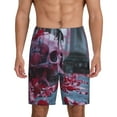 thumbnail image 1 of Pofeuu Gothic Red Skull Cemetery Print Men's Soft Woven Elastic Waistband Sleep Pajama Short-3X-Large, 1 of 6