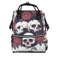 thumbnail image 1 of Pofeuu Gothic Skulls And Roses Print Diaper Bag Backpack, Multifunction Travel Pack Maternity Baby Changing Bags, Large Capacity, Waterproof, 1 of 6
