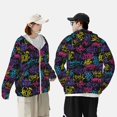 thumbnail image 1 of Pofeuu Graffiti Art Print Sun Protection Outdoor Lightweight Full Zip UV Cooling Hoodie Long Sleeve Summer Clothing for Outdoor Hiking-X-Large, 1 of 5