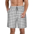 thumbnail image 1 of Pofeuu Gray Checkboard Prin Men's Swim Trunks Quick Dry Bathing Suit Swimming Board Shorts Mesh Lining Beach Swimwear-Large, 1 of 6