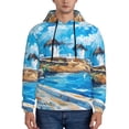thumbnail image 1 of Pofeuu Greek Island Windmills Painting Print Mens Casual Hooded Collar Drawstring Hoodies Pullover Sweatshirts Casual Long Sleeve Shirts-4X-Large, 1 of 7