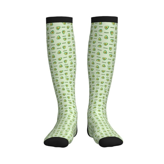 Pofeuu Green Avocado Print Compression Socks for Women & Men Circulation - Best Support for Nurses,Running,Athletic,Sports
