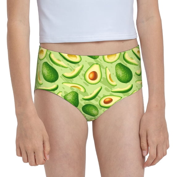 Pofeuu Green Avocado Print Soft Cotton Underwear Girls'Briefs Soft Undies