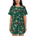 thumbnail image 1 of Pofeuu Green Background With Ho Print Women's Pajama Set Short/Shorts Soft Button PJs Elastic Drawstring Waist Sleepwear-3X-Large, 1 of 6