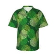 Pofeuu Green Flower Print Hawaiian Shirt for Men Sleeves Casual Button