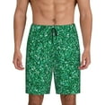 thumbnail image 1 of Pofeuu Green Glitter Print Men's Soft Woven Elastic Waistband Sleep Pajama Short-Small, 1 of 6