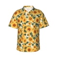 thumbnail image 1 of Pofeuu Green Leaf Sunflower Print Hawaiian Shirt for Men Sleeves Casual Button Down Summer Beach Dress Shirts T-Shirts,3X-Large, 1 of 7