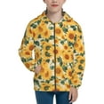 thumbnail image 1 of Pofeuu Green Leaf Sunflower Print Teenage Zipper Hoodie Sweatshirts Hooded Casual Jackets With Pocket For Boys Girls-Medium, 1 of 6