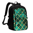 thumbnail image 1 of Pofeuu Green Mosaic Glass Print Storage Laptop Backpack with USB Charging Port[Water Resistant] College Computer Bookbag Fits, 1 of 7