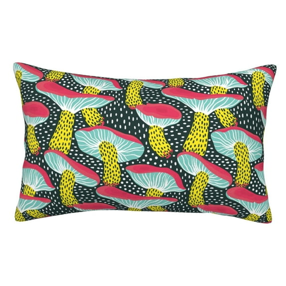 Pofeuu Green Mushroom Print Polyester Microfiber Plush Pillowcases, Super Soft and Cozy Pillow Case Covers with Envelop Closure(Pillow core not included)-14"x20"
