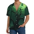thumbnail image 1 of Pofeuu Green Night Sky Moon Branches Print Mens Casual Short Sleeve Shirts Beach Summer Spread Collar Pocket Tops Men's Casual Short-sleeved Shirt-X-Large, 1 of 5