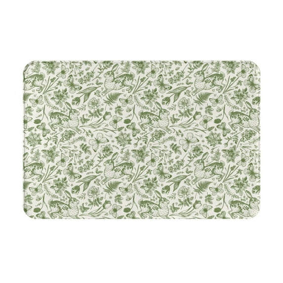 Pofeuu Green Rabbit Print Flannel Doormats Rug16"x24"Rug Washable Doormats Indoor Outdoor Rugs for Layered Front Door Mats, Porch, Kitchen, Entryway