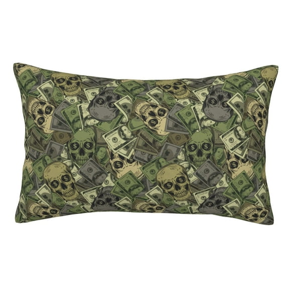 Pofeuu Green Skulls Print Polyester Microfiber Plush Pillowcases, Super Soft and Cozy Pillow Case Covers with Envelop Closure(Pillow core not included)-14"x20"