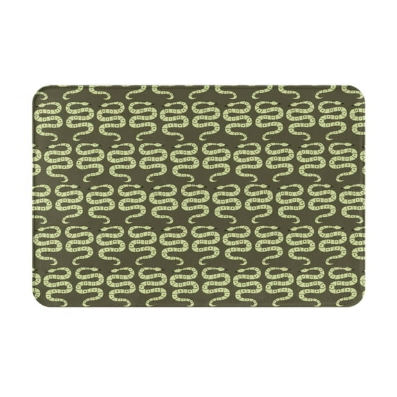 Pofeuu Green Snake Print Flannel Doormats Rug16"x24"Rug Washable Doormats Indoor Outdoor Rugs for Layered Front Door Mats, Porch, Kitchen, Entryway