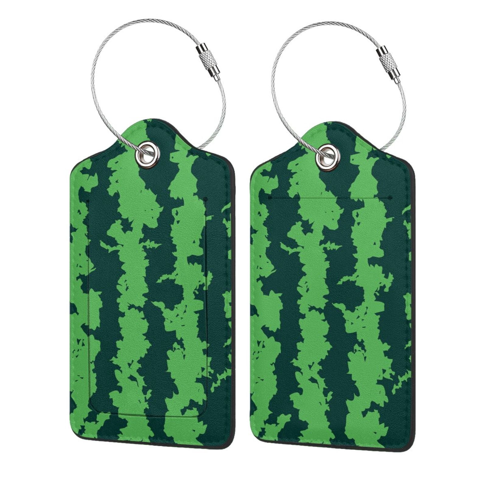 Pofeuu Green Stripes Of Watermelon Print Luggage Tags, Privacy Cover ID ...
