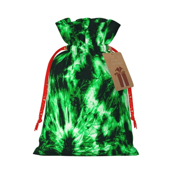 Pofeuu Green Tie Dye Print Burlap Bags with Drawstrings Drawstring Gift Bags Pouch Bag for Thankgiving Birthday Party Gift Wrapping Treats and Party Favors-Small