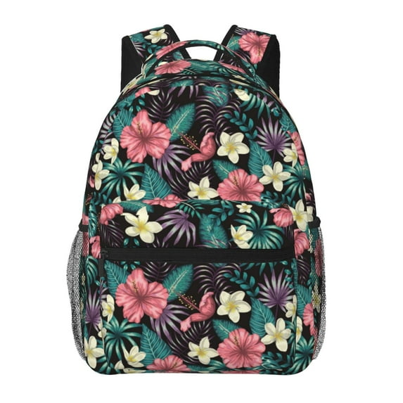 Pofeuu Green Tropical Leaves Print Backpack for Men and Women - Basic Bookbag Casual Daypack Backpacks for College Work Travel-One Size