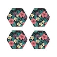 thumbnail image 1 of Pofeuu Green Tropical Leaves Print Coasters for Drinks, 4Pack PU Leather Coasters, Bar Drink Coasters for Tabletop Protection, Furniture from Damage-Hexagon, 1 of 6