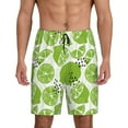 thumbnail image 1 of Pofeuu Green Various Lemons Print Men's Soft Woven Elastic Waistband Sleep Pajama Short-3X-Large, 1 of 6