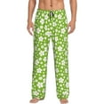 thumbnail image 1 of Pofeuu Green White Flowers Print Men's Pajama Pants, Soft Lounge Pajama Pants with big pockets for Men Plaid Pj Bottoms-Small, 1 of 6