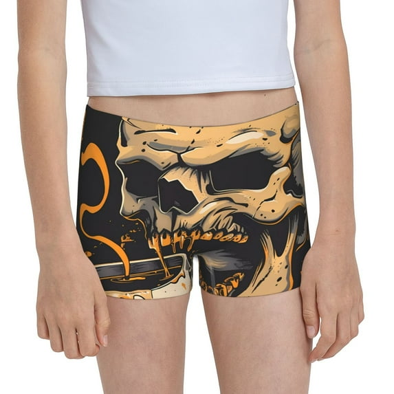 Pofeuu Grim Coffee Skull Print Soft Cotton Girls Boyshort panties Toddler Underwear-X-Large