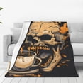 thumbnail image 1 of Pofeuu Grim Coffee Skull Print Ultra-Soft Micro Fleece Blanket,for Bed Or Sofa,All Season Throw Blankets Flannel Blanket-40"x30", 1 of 7