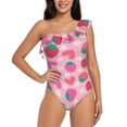thumbnail image 1 of Pofeuu Haear Strawberry Print Women's One Piece Swimsuits One Shoulder Swimwear Asymmetric Ruffle Monokinis Bathing Suits-Medium, 1 of 6