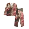 thumbnail image 1 of Pofeuu Haired White Horse Print Womens Pajamas Set Long Sleeve Sleepwear Button Down Nightwear Soft Pj Lounge Sets Button Down Pajamas Women-Large, 1 of 7