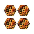 thumbnail image 1 of Pofeuu Halloween Banner Symbols Print Coasters for Drinks, 4Pack PU Leather Coasters, Bar Drink Coasters for Tabletop Protection, Furniture from Damage-Hexagon, 1 of 6