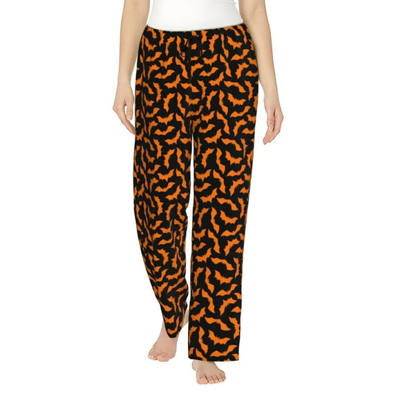 Pofeuu Halloween Bat Print Women's Fashion Pajama Pants with Pockets Comfy Drawstring Sleep Lounge Bottoms-X-Large