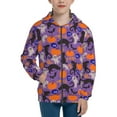 thumbnail image 1 of Pofeuu Halloween Black Cats Print Teenage Zipper Hoodie Sweatshirts Hooded Casual Jackets With Pocket For Boys Girls-Small, 1 of 6