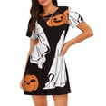thumbnail image 1 of Pofeuu Halloween Ghosts And Pumpkins Print Women's Loose Fit Short Sleeve Nightgown, Comfortable Sleep Dress for Women, Casual Lounge Sleepwear, Soft Cotton Sleep Dress, 1 of 6