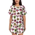 thumbnail image 1 of Pofeuu Halloween Mouth Print Women's Pajama Set Short/Shorts Soft Button PJs Elastic Drawstring Waist Sleepwear-X-Large, 1 of 6