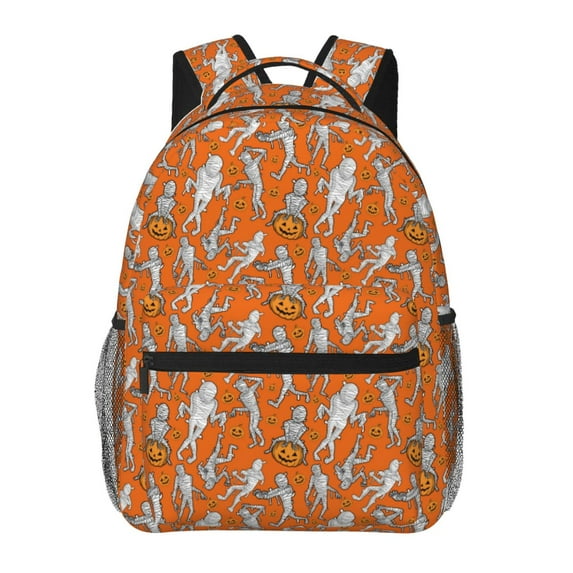 Pofeuu Halloween Mummy Print Backpack for Men and Women - Basic Bookbag Casual Daypack Backpacks for College Work Travel-One Size