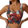 thumbnail image 1 of Pofeuu Halloween Pets Pumpkins Print Sports Bra for Women Sexy Vest Yoga Running Gym Fitness Crop Bras Tops-Large, 1 of 8