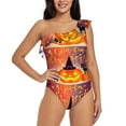 thumbnail image 1 of Pofeuu Halloween Print Women's One Piece Swimsuits One Shoulder Swimwear Asymmetric Ruffle Monokinis Bathing Suits-X-Large, 1 of 6