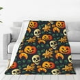 thumbnail image 1 of Pofeuu Halloween Skull Print Ultra-Soft Micro Fleece Blanket,for Bed Or Sofa,All Season Throw Blankets Flannel Blanket-60"x50", 1 of 7