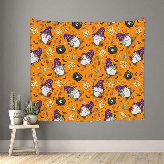 Pofeuu Halloween Witches Gnome Print Wall Tapestry Decoration Wall Hanging Tapestry 60 x 51 Inch