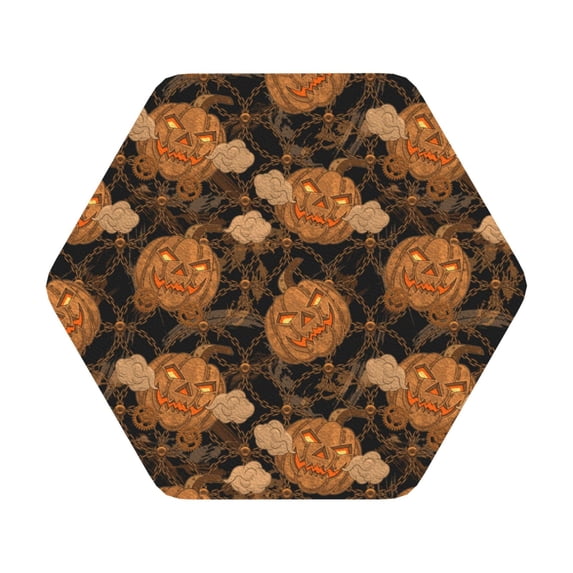 Pofeuu Halloween4 Print Leather Coasters Set of 6, Round Cups Mugs Mat Pad for Home Kitchen Heat Resistant Drink Coasters,Hexagon