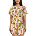thumbnail image 1 of Pofeuu Hamburger Pizza Coke Print Women's Pajama Set Short/Shorts Soft Button PJs Elastic Drawstring Waist Sleepwear-Large, 1 of 6