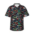 thumbnail image 1 of Pofeuu Hand Drawn Colorful Fishes Print Hawaiian Shirt for Men Sleeves Casual Button Down Summer Beach Dress Shirts T-Shirts,3X-Large, 1 of 7