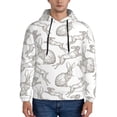 thumbnail image 1 of Pofeuu Hand Drawn Rabbit Print Mens Casual Hooded Collar Drawstring Hoodies Pullover Sweatshirts Casual Long Sleeve Shirts-Large, 1 of 7