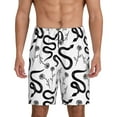 thumbnail image 1 of Pofeuu Hand Drawn Snake Print Men's Soft Woven Elastic Waistband Sleep Pajama Short-Large, 1 of 6
