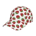 thumbnail image 1 of Pofeuu Hand Drawn Strawberry Print Adult Adjustable Embroidered Graphic Baseball Hat for Men and Women, 1 of 6