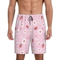 thumbnail image 1 of Pofeuu Hand Drawn Strawberry Print Men's Soft Woven Elastic Waistband Sleep Pajama Short-Small, 1 of 6