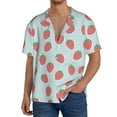 thumbnail image 1 of Pofeuu Hand Drawn Strawberry Print Mens Casual Short Sleeve Shirts Beach Summer Spread Collar Pocket Tops Men's Casual Short-sleeved Shirt-Large, 1 of 5