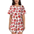 thumbnail image 1 of Pofeuu Hand Drawn Strawberry Print Women's Pajama Set Short/Shorts Soft Button PJs Elastic Drawstring Waist Sleepwear-X-Large, 1 of 6