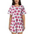 thumbnail image 1 of Pofeuu Hand Drawn Strawberry Print Women's Pajama Set Short/Shorts Soft Button PJs Elastic Drawstring Waist Sleepwear-X-Large, 1 of 6